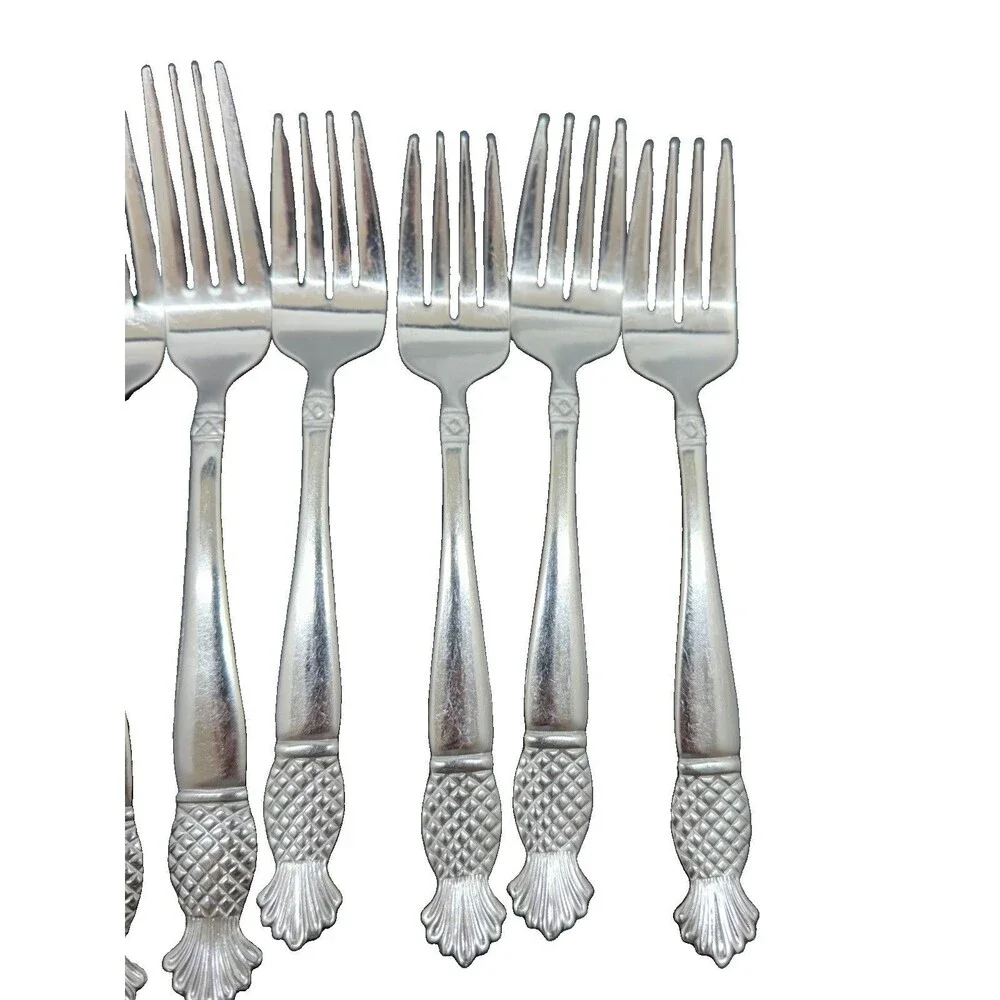 International Stainless Steel China Flatware Set Pineapple Fruit 33 Count